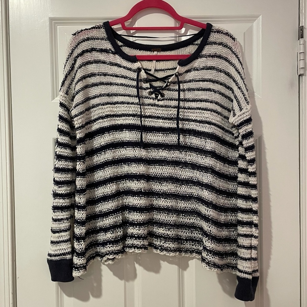 Free People Judy Punk Striped Sweater, XS